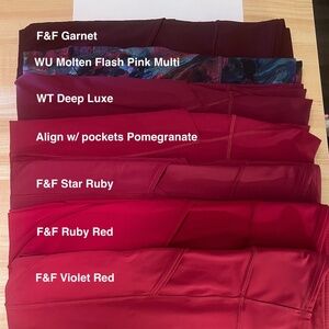 Lululemon color comparison - COOL REDS!
